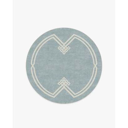 Chrysler Border Chambray Blue Rug by The Hiltons - 185 Round cm - All-In-One Rug