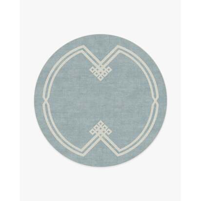 Chrysler Border Chambray Blue Rug by The Hiltons - 245 Round cm - All-In-One Rug