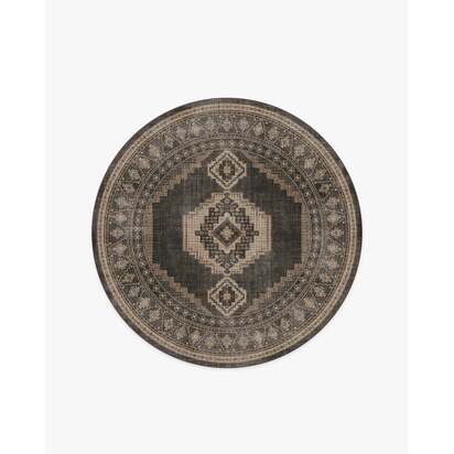 Rayne Charcoal & Tan Rug - 185 Round cm - All-In-One Rug