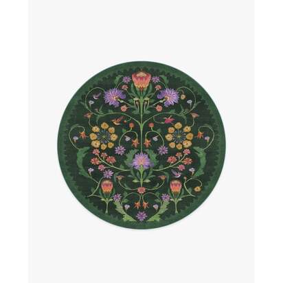Protea Forest Green Rug by Iris Apfel - 185 Round cm - All-In-One Rug
