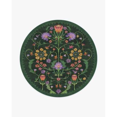 Protea Forest Green Rug by Iris Apfel - 245 Round cm - All-In-One Rug