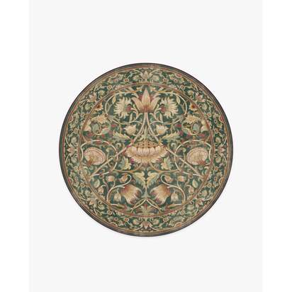 Lodden Soft Evergreen & Gold Rug by Morris & Co. - 185 Round cm - All-In-One Rug