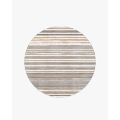 Elio Stripe Grey & Ivory Rug - 185 Round cm - All-In-One Rug