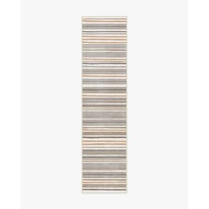 Elio Stripe Grey & Ivory Rug - 185 Round cm - All-In-One Rug