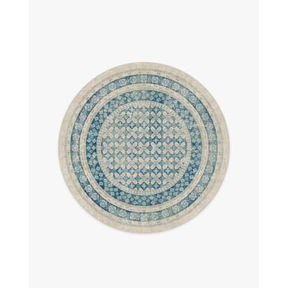 Cyrus Neutral and Blue Rug - 185 Round cm - All-In-One Rug