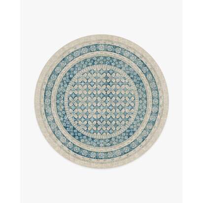 Cyrus Neutral and Blue Rug - 245 Round cm - All-In-One Rug