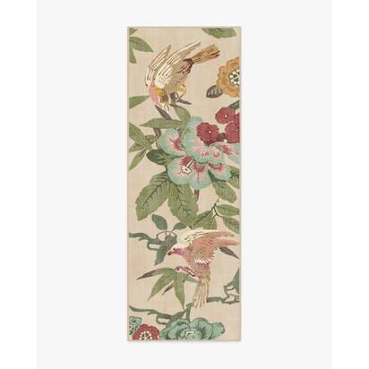 Bamboo & Bird Blush & Jade Rug by Sanderson - 75 x 215 cm - All-In-One Rug
