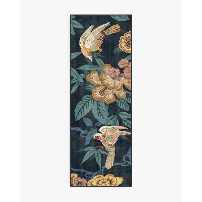 Bamboo & Bird Indigo Rug by Sanderson - 75 x 215 cm - All-In-One Rug