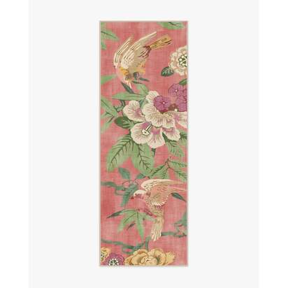 Bamboo & Bird Blossom Pink Rug by Sanderson - 75 x 215 cm - All-In-One Rug