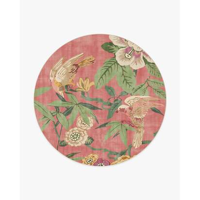 Bamboo & Bird Blossom Pink Rug by Sanderson - 245 Round cm - All-In-One Rug