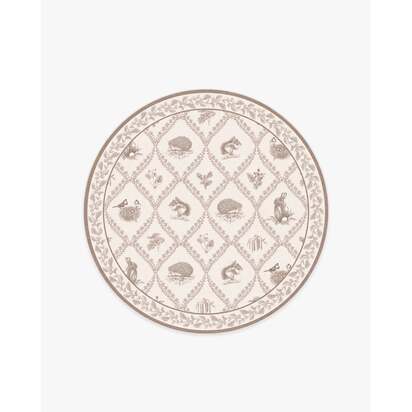 Squirrel & Hedgehog Fawn Rug by Sanderson - 185 Round cm - All-In-One Rug