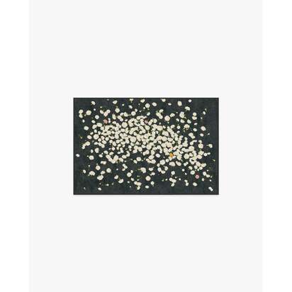 Fluttering Carnations Charcoal & Ivory Rug by The Local Project - 60 x 90 cm - All-In-One Rug