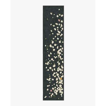 Fluttering Carnations Charcoal & Ivory Rug by The Local Project - 75 x 365 cm - All-In-One Rug
