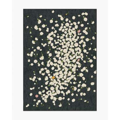 Fluttering Carnations Charcoal & Ivory Rug by The Local Project - 150 x 215 cm - All-In-One Rug