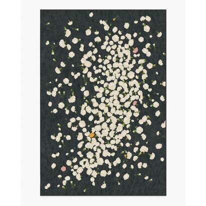 Fluttering Carnations Charcoal & Ivory Rug by The Local Project - 185 x 275 cm - All-In-One Rug
