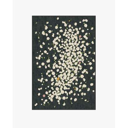 Fluttering Carnations Charcoal & Ivory Rug by The Local Project - 245 Round cm - All-In-One Rug