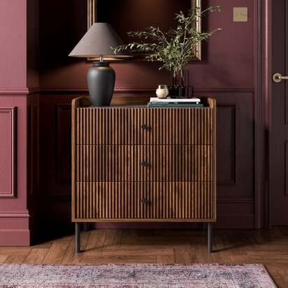 Georgi Walnut & Marble Effect 3 Drawer Chest