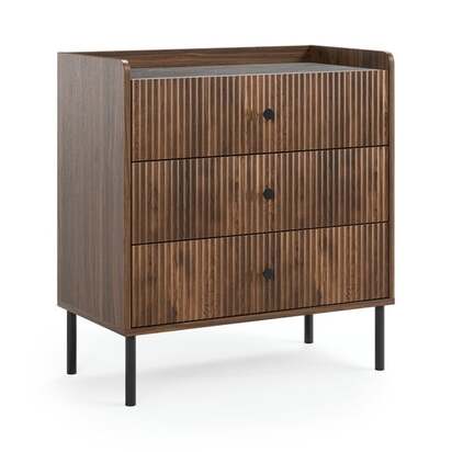 Georgi Walnut & Marble Effect 3 Drawer Chest