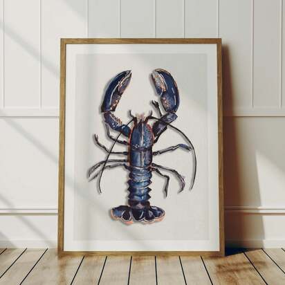 Lobster Art Print | Kitchen Wall Art | Lobster Print - Framed