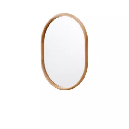 Yearn Quebec Solid Oak Wood Oval Wall Mirror, 80 x 60cm Natural | 80 x 60 x 3cm