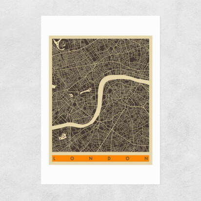 London Map b/w by Jazzberry Blue A1 (59.4 x 84.1cm) Frame Black Medium (22mm) 