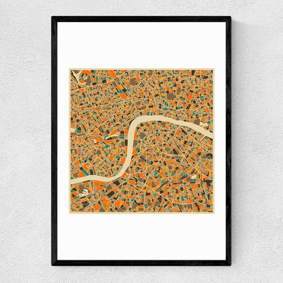 London by Jazzberry Blue 50x70cm Frame Black Narrow (15mm) 