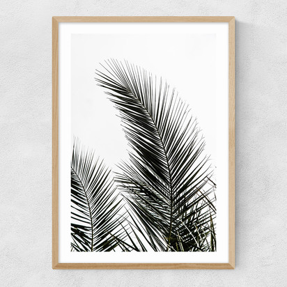 Palm Leaves 1 50x70cm Frame Natural Oak Narrow (15mm) 