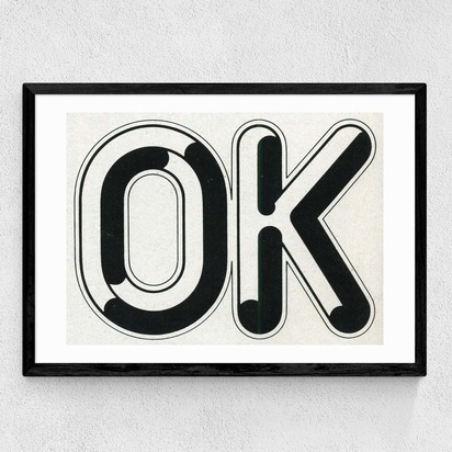Ok by Land of Lost Content 50x70cm Frame Black Medium (22mm) 