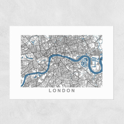 London Map 50x70cm Frame Black Medium (22mm) 
