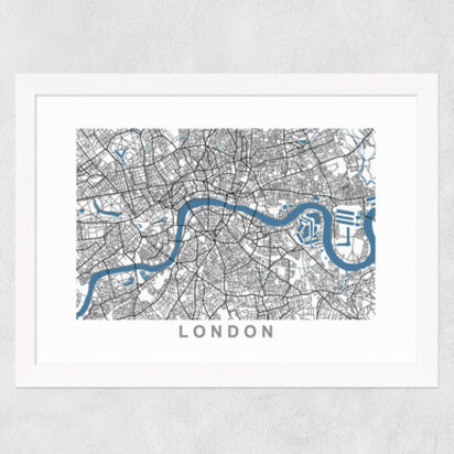 London Map 50x70cm Frame Black Medium (22mm) 