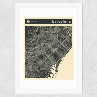 Barcelona Streetguide by Jazzberry Blue A1 (59.4 x 84.1cm) Frame Black Medium (22mm) 
