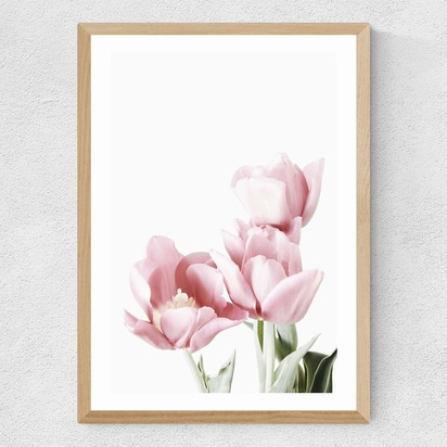 Tulips A3 (29.7 x 42cm) Frame Natural Oak Medium (22mm) 
