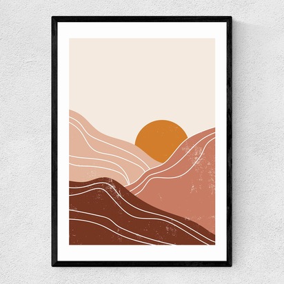 Sunset Landscape 50x70cm Frame Black Narrow (15mm) 