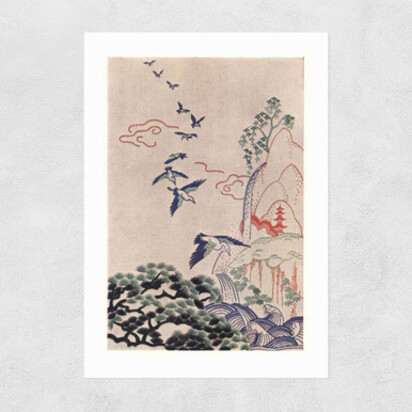 Japanese Stitch Craft Landscape A2 (42 x 59.4cm) Frame Black Narrow (15mm) 