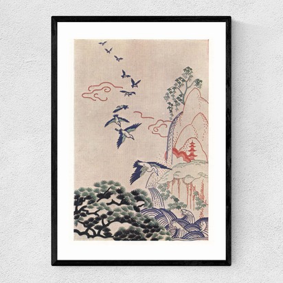 Japanese Stitch Craft Landscape A2 (42 x 59.4cm) Frame Black Narrow (15mm) 