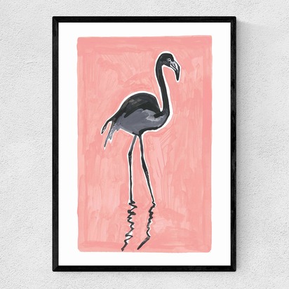 Black Flamingo A3 (29.7 x 42cm) Frame Black Narrow (15mm) 