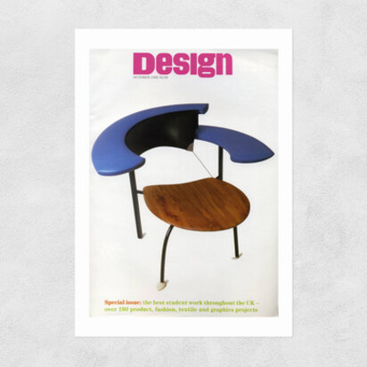 1985 RCA student designed chair blue A2 (42 x 59.4cm) Frame Black Narrow (15mm) 