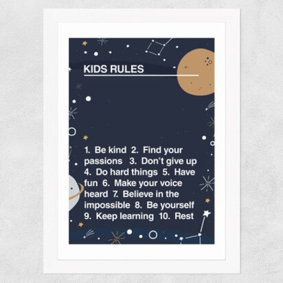 Kids' Rules Space Edit A2 (42 x 59.4cm) Frame Natural Oak Narrow (15mm) 