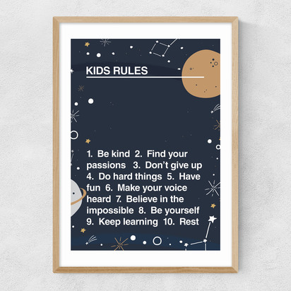 Kids' Rules Space Edit A2 (42 x 59.4cm) Frame Natural Oak Narrow (15mm) 