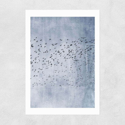 Moving On (Blue) A2 (42 x 59.4cm) Frame Natural Oak Narrow (15mm) 