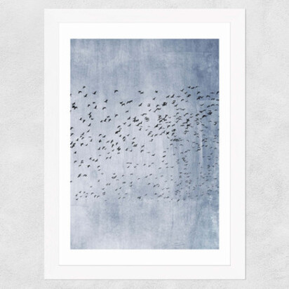 Moving On (Blue) A2 (42 x 59.4cm) Frame Natural Oak Narrow (15mm) 