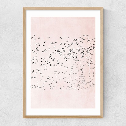 Moving On (Pink) A1 (59.4 x 84.1cm) Frame Natural Oak Narrow (15mm) 
