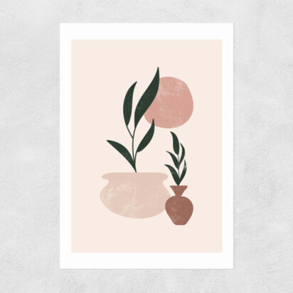 Muted Mauve Leaves A3 (29.7 x 42cm) Frame Natural Oak Medium (22mm) 