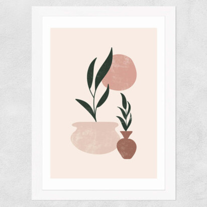 Muted Mauve Leaves A3 (29.7 x 42cm) Frame Natural Oak Medium (22mm) 