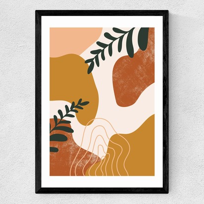 Abstract Leaves 50x70cm Frame Black Medium (22mm) 