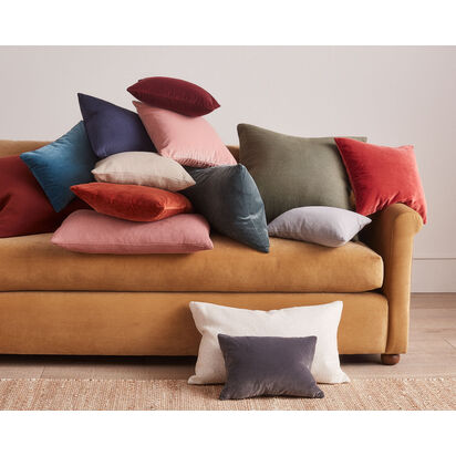 Loaf | Made-to-order Scatter | 40 X 66 cm cushion | Orange Velvet | Broken Pot