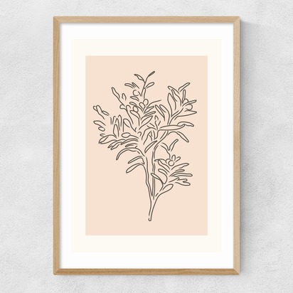 Soft Leaves II 50x70cm Frame Natural Oak Narrow (15mm) 