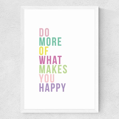 Be Happy Pastel A1 (59.4 x 84.1cm) Frame White Medium (22mm) 