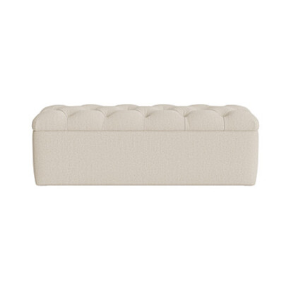 Loaf | Button Top | Ottoman Storage Bench | Neutral Boucle | Whipped Cream