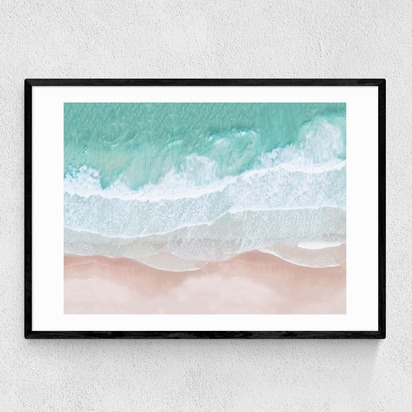 Aerial Ocean A2 (42 x 59.4cm) Frame Black Narrow (15mm) 